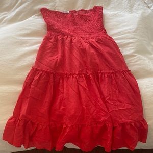 Strapless red sundress